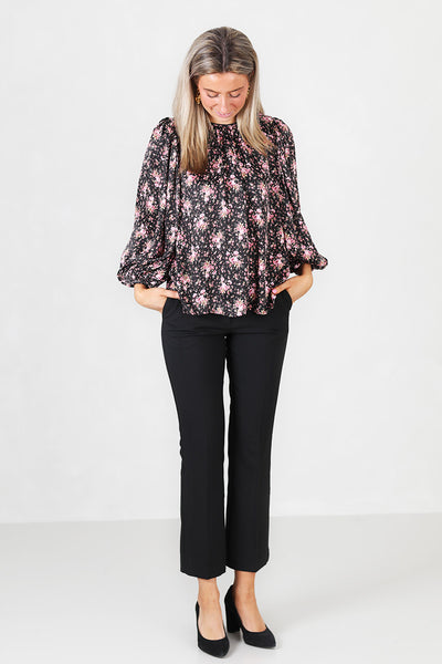 Crepe satin blouse flower petals