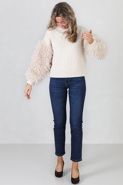 Faux fur turtleneck