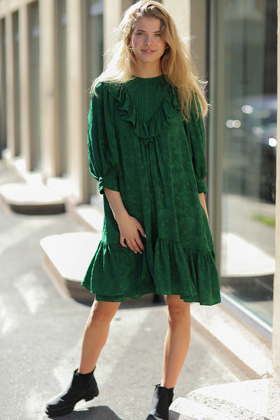 Jaquard shift dress emerald