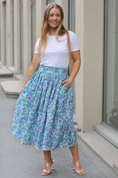 Linen midi skirt